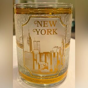 Culver New York Skyline World Trade Center Beer glass 22K gold